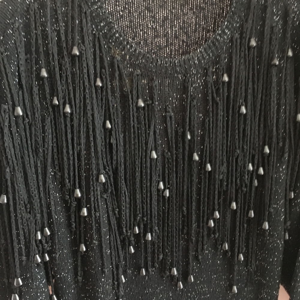 Black Fringed Vintage Sweater